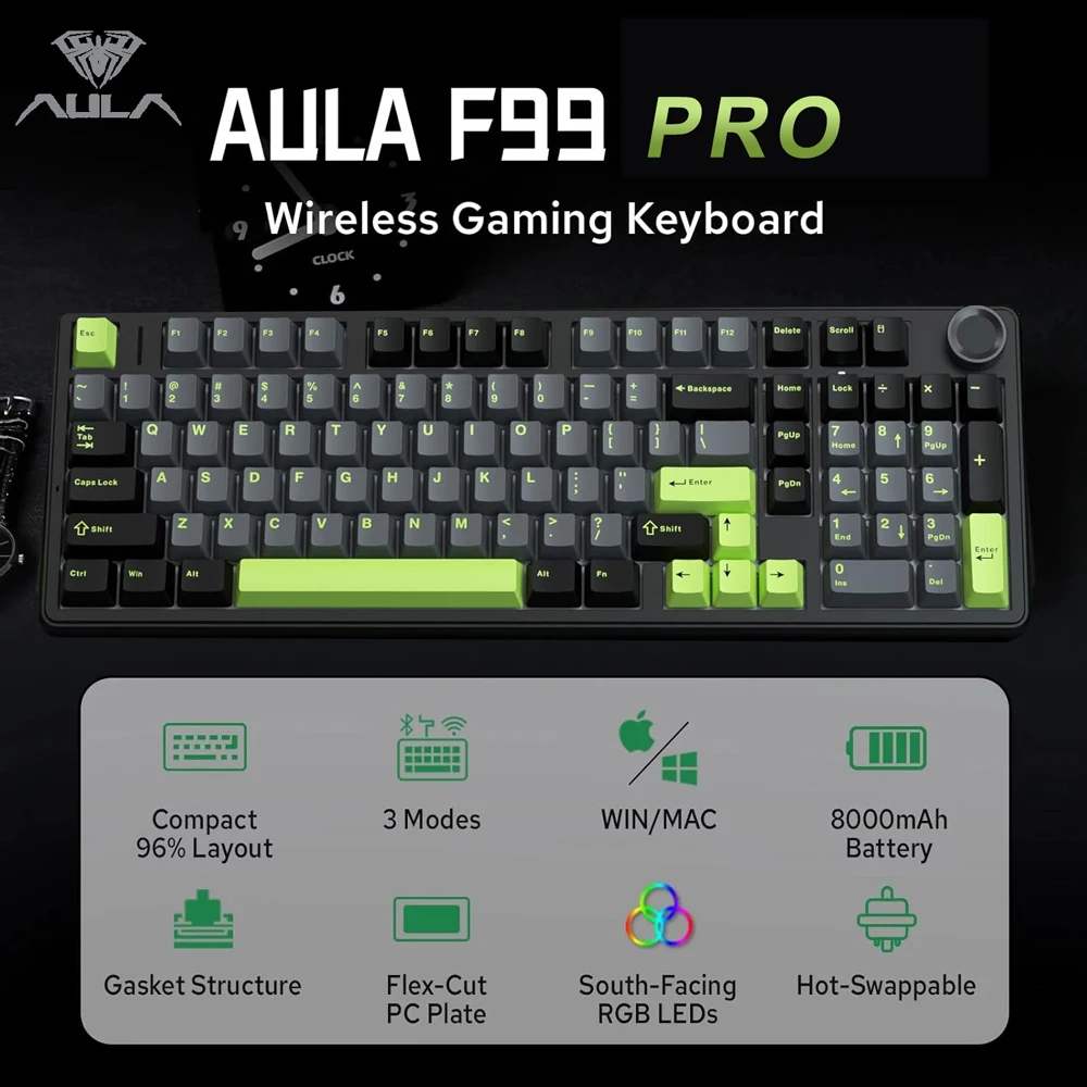 Gaming Keyboard Thocky - AULA F99PRO Gaming Mechanical Keyboard 99