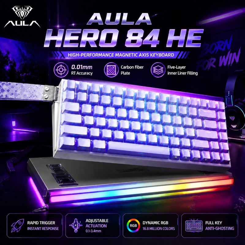 Gaming Keyboard Mechanical - AULA HERO84 Magnetic Gaming Mechanical Keyboard