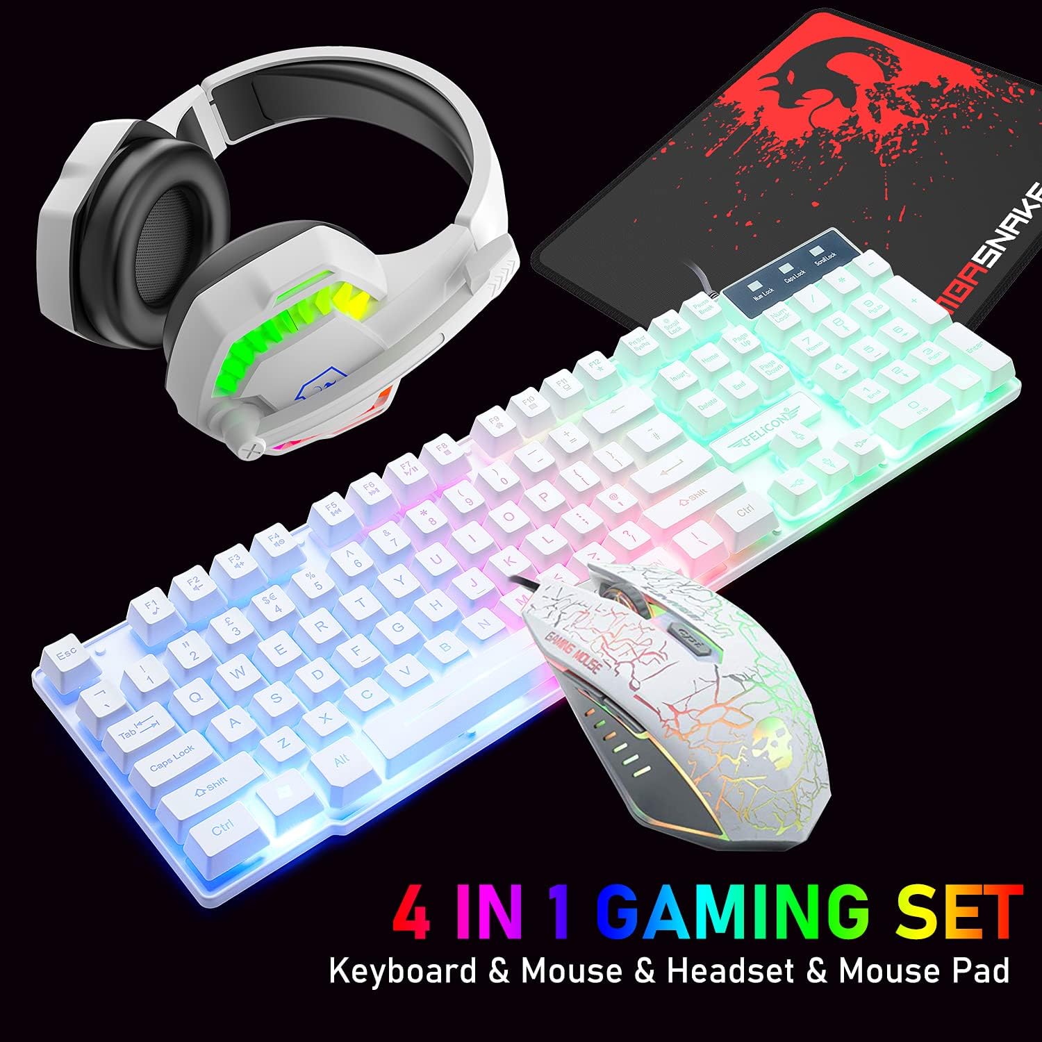 Gaming Keyboard And Mouse Set - MAMBASNAKE T11 UK 100% Gaming Keyboard&Mouse&Headset&Mouse
