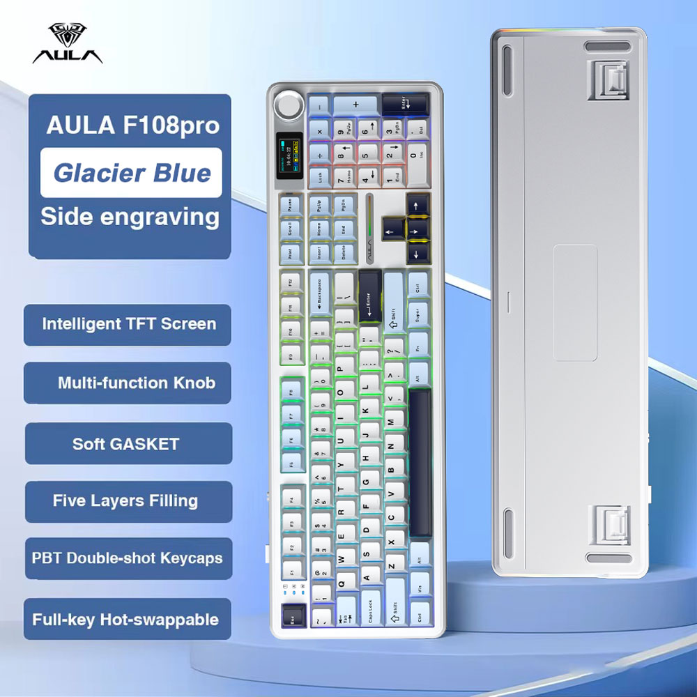 Gaming Keyboard Thocky - AULA F108 Pro Gaming Mechanical Keyboard