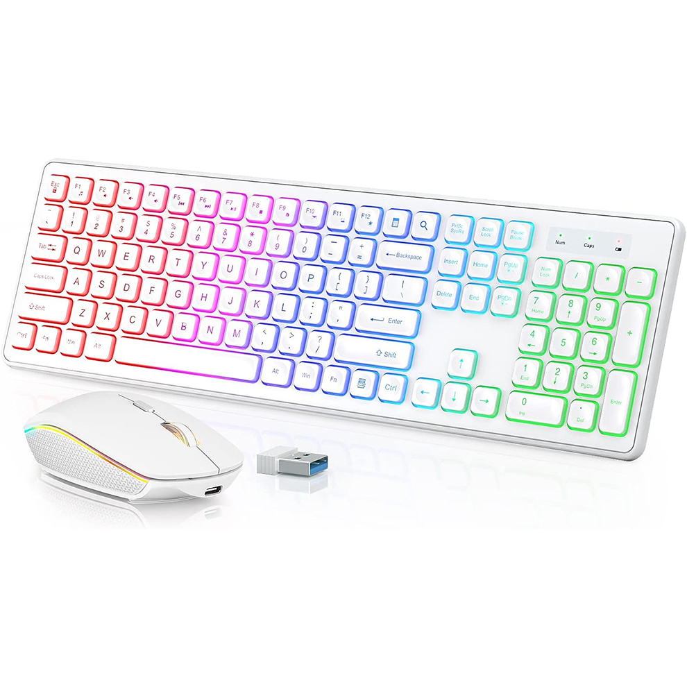 Gaming Keyboard And Mouse Set - Backlit Wireless Keyboard and Mouse,Quiet Light