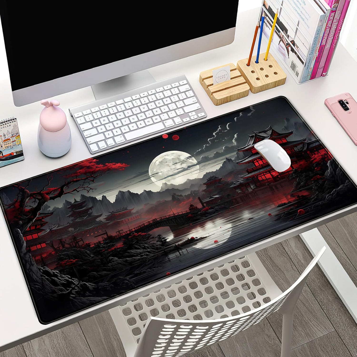 Japanese Desk Mat Riverside Fu - Gaming Keyboard Mouse ulasan dan harga