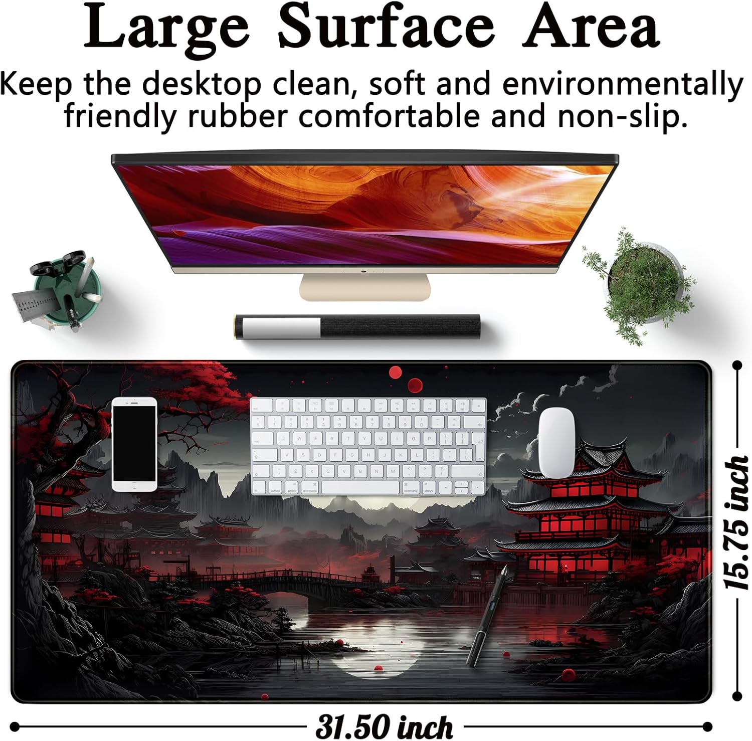 Japanese Desk Mat Riverside Fu - Gaming Keyboard Mouse ulasan dan harga