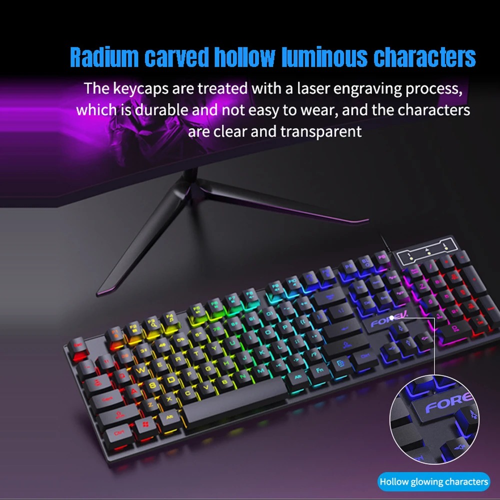 104 Keys Wired Keyboard RGB Co - Gaming Keyboard Budget ulasan dan harga