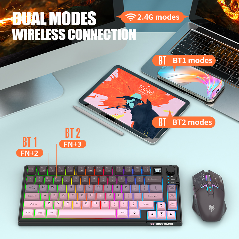 Dual-Mode 2.4G Bluetooth Wirel - Gaming Keyboard And Mouse Set ulasan dan harga