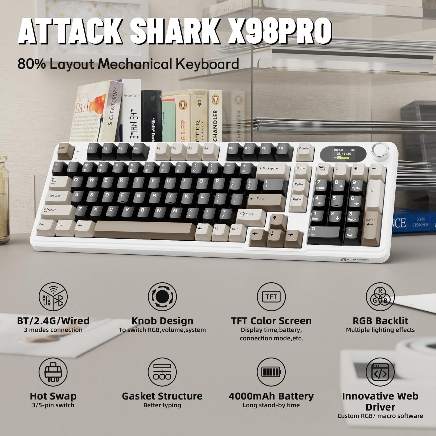 ATTACK SHARK X98Pro Wireless M - Gaming Keyboard Thocky ulasan dan harga