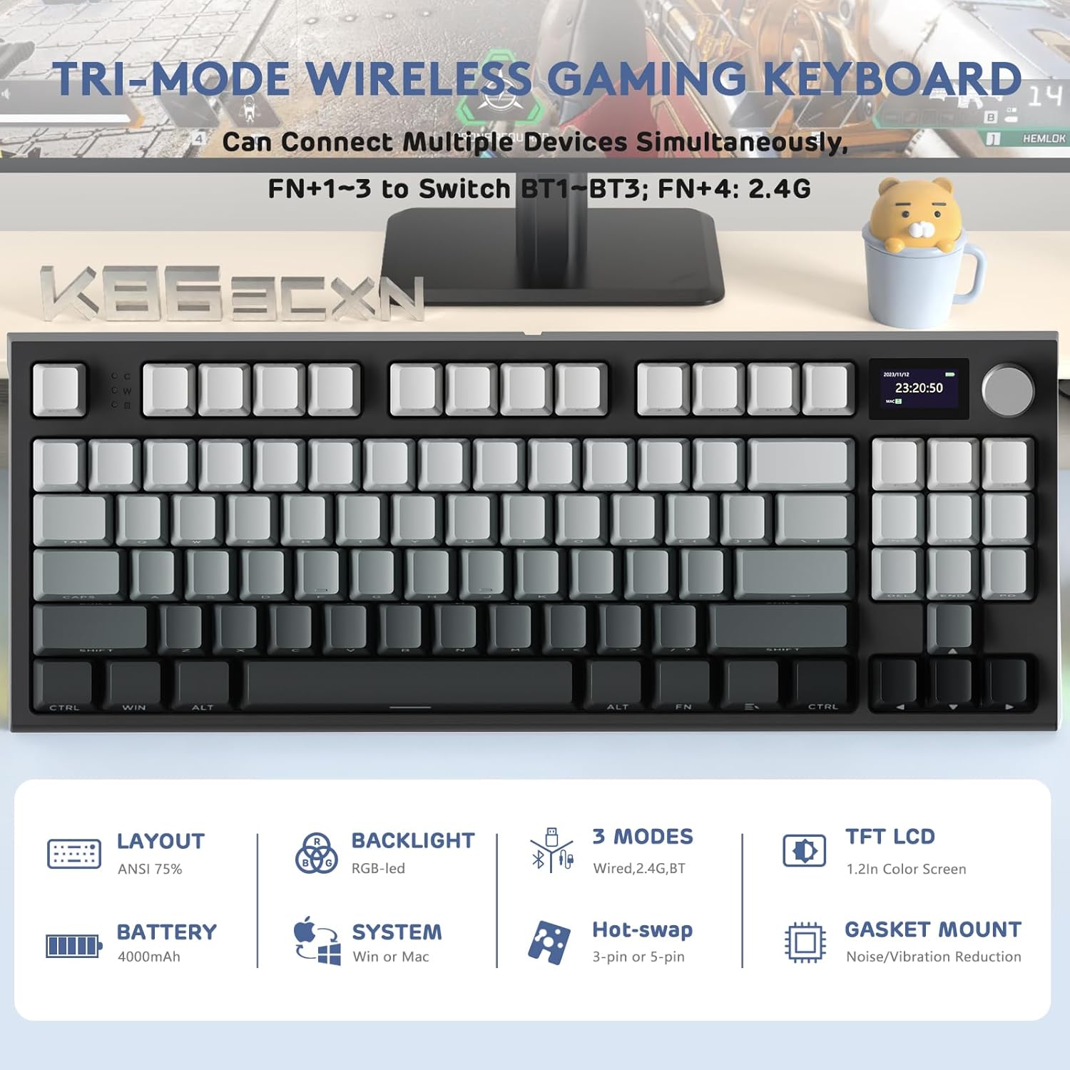 ATTACK SHARK K86 RGB 75% Wirel - Gaming Keyboard Thocky ulasan dan harga