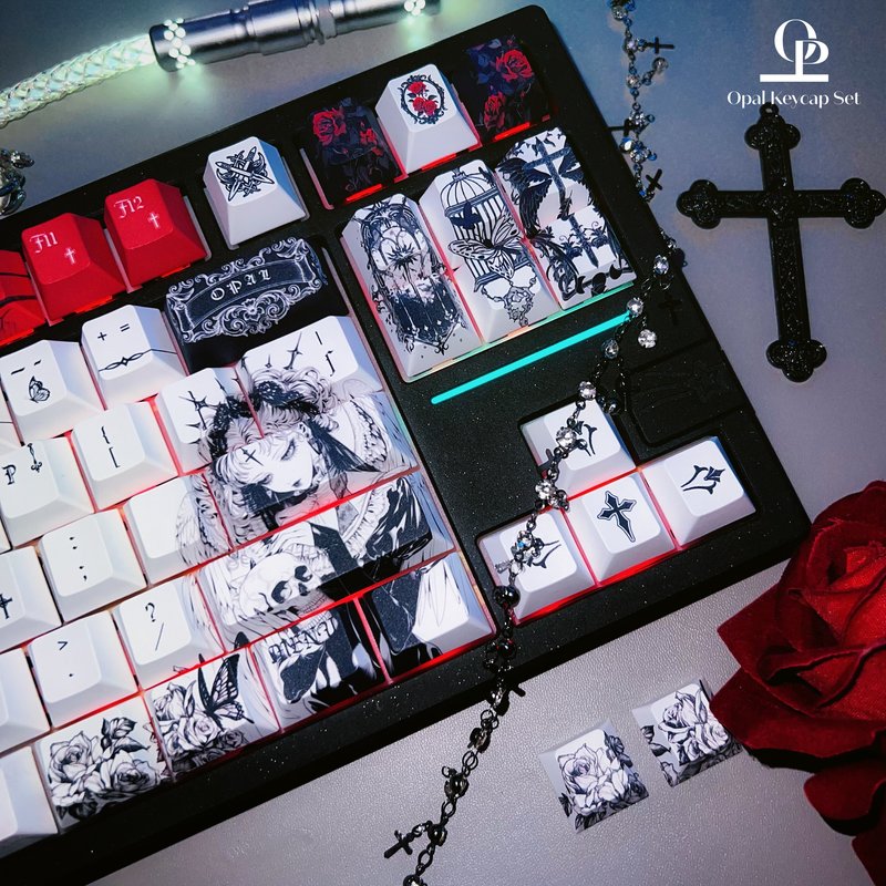 Black White Theme Keycap PBT F - Keyboard Gaming Black ulasan dan harga