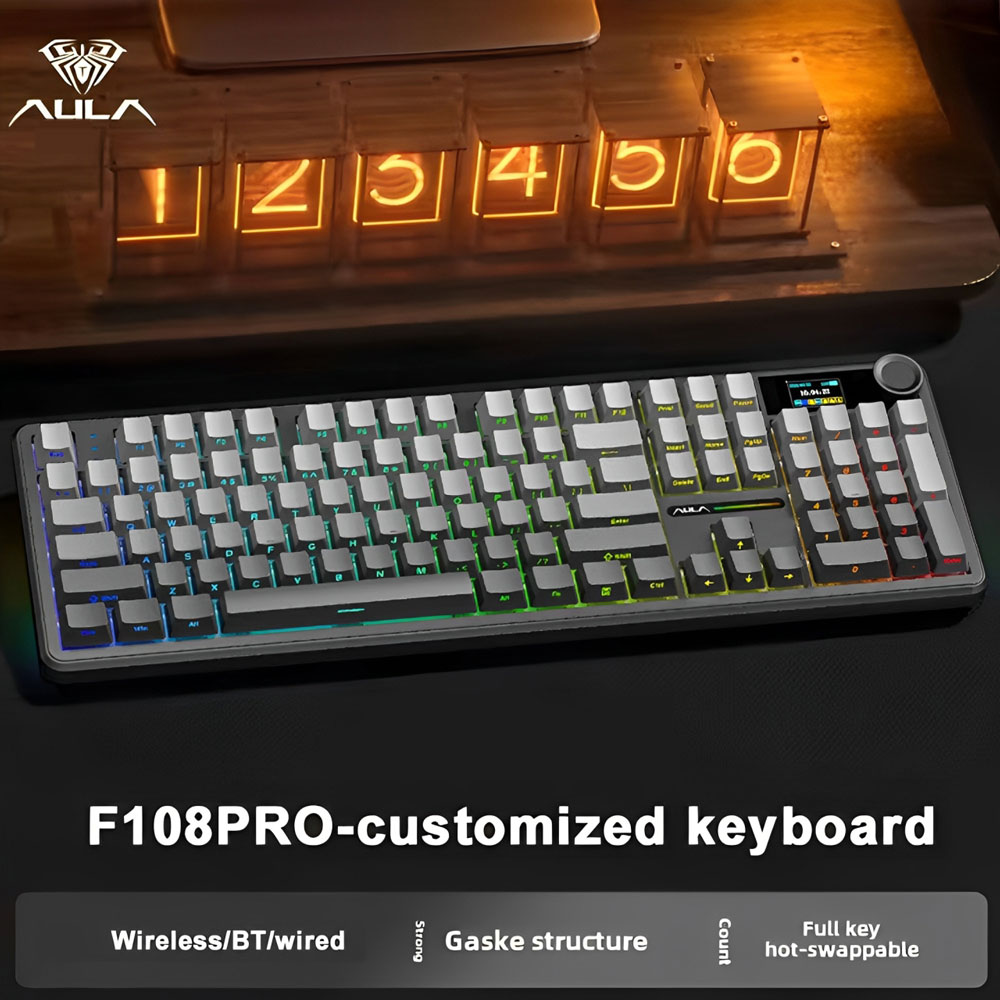 AULA F108 Pro Gaming Mechanica - Gaming Keyboard Thocky ulasan dan harga
