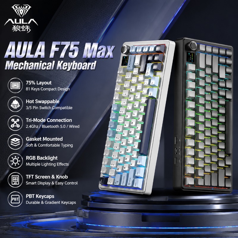 AULA F75 Max Mechanical Keyboa - Gaming Keyboard Mechanical ulasan dan harga