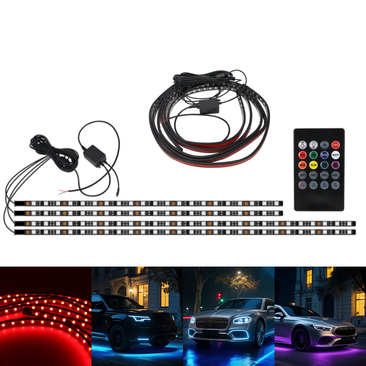 90+120CM Car RGB Chassis Light - Rgb Underglow Strip ulasan dan harga
