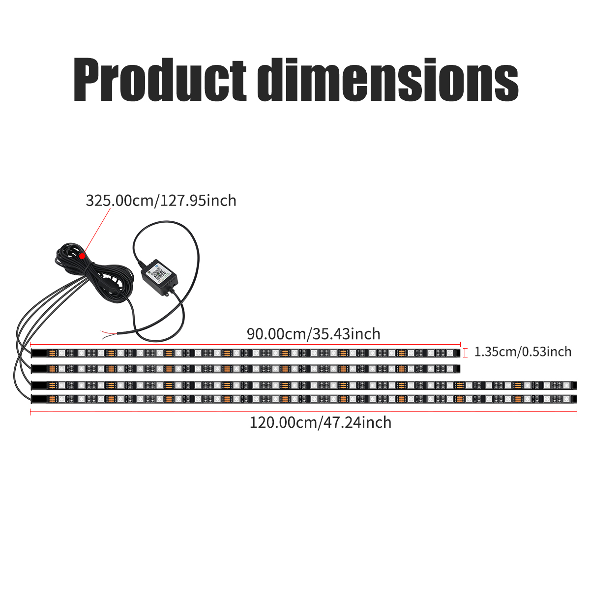 90+120CM Car RGB Chassis Light - Rgb Underglow Strip ulasan dan harga