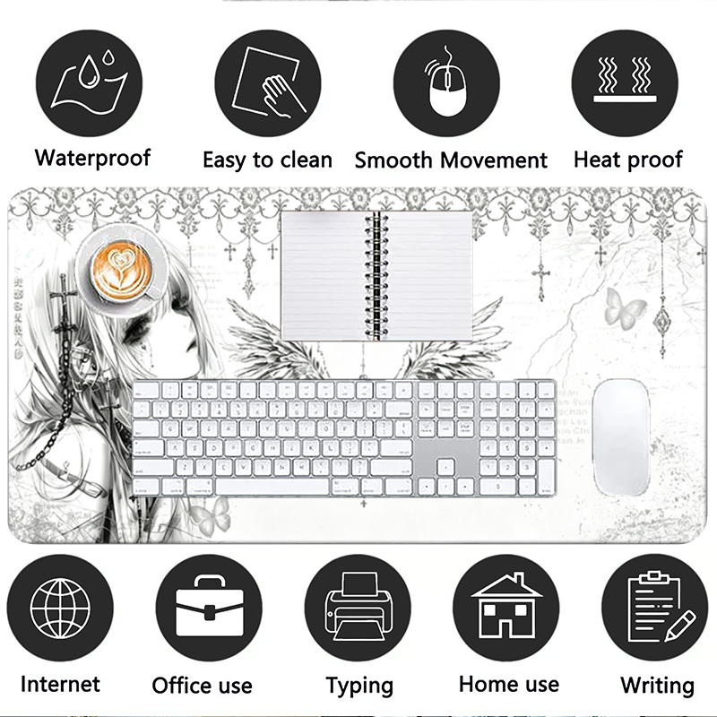 Leather Mousepad Black White A - Gaming Keyboard Mouse ulasan dan harga