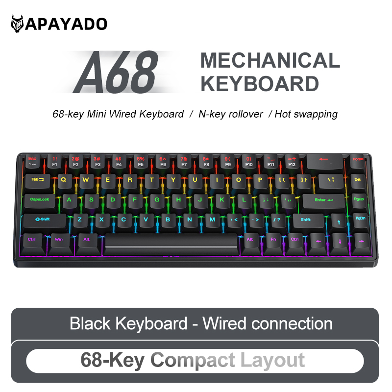 APAYADO A68 Wired Mechanical K - Gaming Keyboard Budget ulasan dan harga